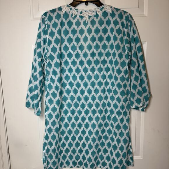 Roberta Roller Rabbit Lightweight Tunic Swim Cover Up 3/4 Sleeve Medium - Picture 6 of 7